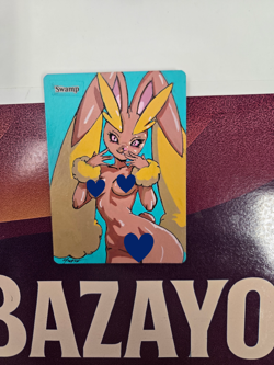 MTG Swamp, Lopunny, Waifu, Alter Hand Painted by BAZAYO 18+ Custom Art Card - Image 4