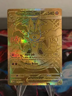 Mega Lucario Ex 188/132 Mega Evolution Gold Hyper Rare Pokemon TCG Card English - Image 1
