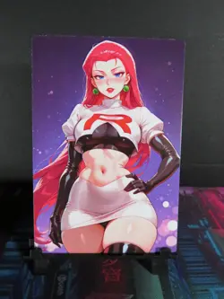 Jessie Team Rocket Pokemon Custom Art Card NM Anime Sexy Waifu Collectible - Image 1