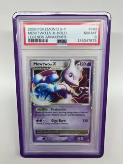 Pokemon Mewtwo LV.X Holo Card 144/146 Legends Awakened PSA 8 NM-MT Lv X - Image 1