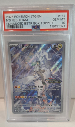Pokemon- N's Reshiram- Holo IR- JTG Enhanced Booster #167- PSA 10 - Image 1