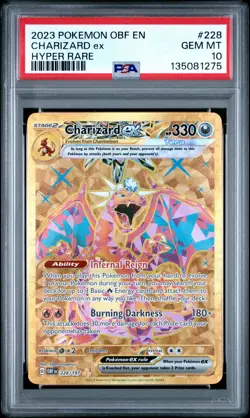2023 POKEMON OBF EN-OBSIDIAN FLAMES HYPER RARE #228 CHARIZARD EX PSA 10 - Image 1