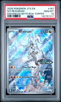 2025 POKEMON JTG EN-JOURNEY TOGETHER #167 N'S RESHIRAM PSA 10 - Image 1