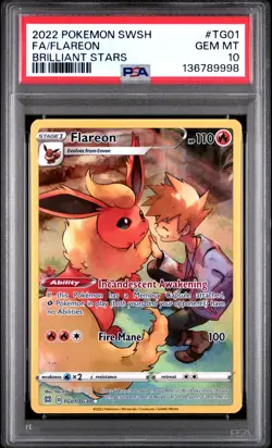 2022 POKEMON SWORD & SHIELD BRILLIANT STARS #TG01 FULL ART/FLAREON PSA 10 - Image 1