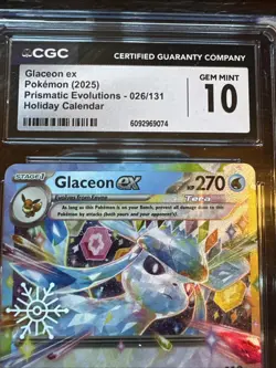Pokemon TCG Glaceon EX 026/131 Prismatic Evolutions Holiday Calendar CGC 10 - Image 3