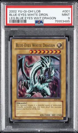 2002 YU-GI-OH! LOB-LEGEND OF BLUE EYES WHITE DRAGON BLUE-EYES WHITE DRAGON PSA 9 - Image 1
