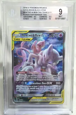 Pokemon Mewtwo & Mew GX #SM191 BGS 9 Black Star Promo Beckett Graded Card PSA - Image 1