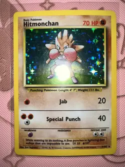 Pokemon TCG Hitmonchan 07/102 Base Set Holo Unlimited Rare Card NM/LP Vintage - Image 1