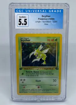 1999 Scyther 1st Edition Jungle Set Pokemon Card 10/64 Holo Rare CGC 5.5 Ex+ - Image 1