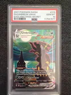 2021 POKEMON SWORD & SHIELD EVOLVING SKIES SECRET FULL ART/UMBREON VMAX PSA 10 - Image 2