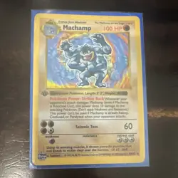 Pokemon Machamp 1st Edition (Shadowless) Base Set Holo Card 8/102 English 1999 - Image 1