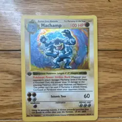 Pokemon Machamp 1st Edition (Shadowless) Base Set Holo Card 8/102 English 1999 - Image 2