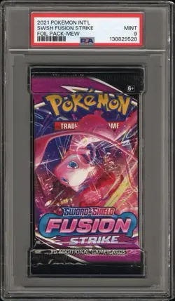 2021 Pokemon Int'l Fusion Strike Mew PSA 9 Foil Booster Pack MINT Trusted Seller - Image 1