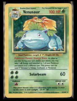 Base Set Pokemon TCG Venusaur 15/102 Rare Holo HP/DMG - Image 1