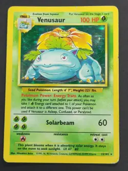 Base Set Pokemon TCG Venusaur 15/102 Rare Holo HP/DMG - Image 3