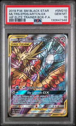 Pokemon TCG Moltres & Zapdos & Articuno GX - PSA 10 SM 210 - Hidden Fates - Image 1