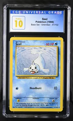 1999 POKEMON BASE SET UNLIMITED #41 SEEL CGC Pristine 10 ✨ Low Pop! Rare! - Image 1