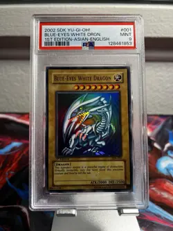 2002 YUGIOH BLUE EYES WHITE DRAGON 1ST ED ASIAN ENGLISH SDK #001 PSA 9 - Image 1