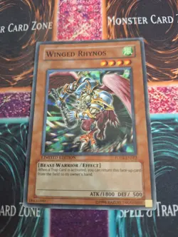Yugioh Winged Rhynos FOTB-ENSE2 Super Rare Limited Lightly Played - Image 1