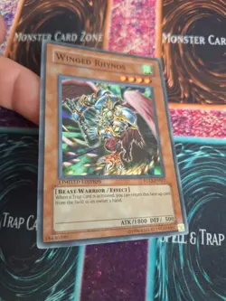 Yugioh Winged Rhynos FOTB-ENSE2 Super Rare Limited Lightly Played - Image 2