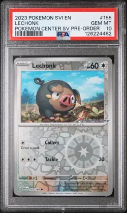 Pokemon Center Exclusive Lechonk Scarlet & Violet Promo Card 155/198 PSA 10 - Image 1
