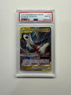 Pokemon TCG Sun & Moon Team Up Latias Latios GX Mint Holo Card 113/181 PSA 10 - Image 1