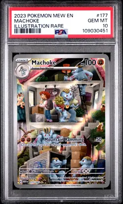 2023 POKEMON MEW EN-151 ILLUSTRATION RARE #177 MACHOKE PSA 10 - Image 1