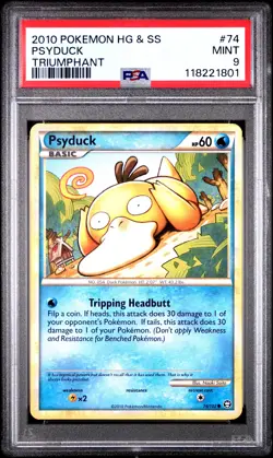 2010 POKEMON HEARTGOLD & SOULSILVER TRIUMPHANT #74 PSYDUCK PSA 9 - Image 1