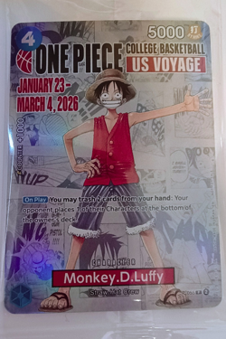 🔥🏀One Piece Monkey.D.Luffy US College Basketball Promo Card *SEALED*🔥🏀 - Image 1