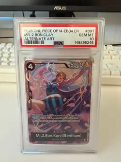 Mr 2 Bon Clay OP14-091 Alt Art SR The Azure Sea’s Seven One Piece PSA 10 - Image 1