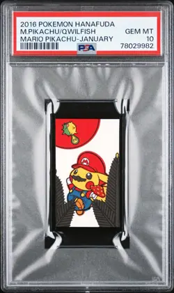 2016 Pokemon Hanafuda Mario Pikachu: Pikachu/Qwilfish - January | PSA 10 GEM MT - Image 1