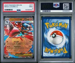 2025 POKEMON MEG EN-MEGA EVOLUTION #077 MEGA LUCARIO EX PSA 9 Mint Holo Rare TCG - Image 3