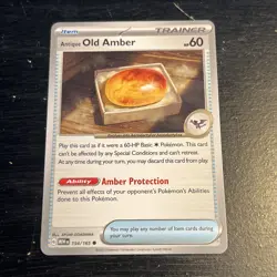 Antique Old Amber 154/165 151 Regular Common Pokemon TCG - Image 1