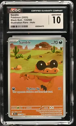 Pokemon TCG GRADED Sandile 135/086 Black Bolt IR GM 10 ENG CGC - Image 1