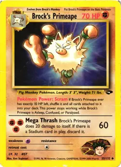 Pokemon TCG Brock's Primeape 35/132 Gym Challenge Unlimited Uncommon HP/DMG - Image 1