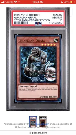 2023 Yugioh 25th Anniversary DCR Guardian Grarl PSA 10 - Image 1