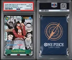 2026 One Piece Azure Sea's Seven Dracule Mihawk Manga Alt Art #OP14-119 PSA 10 - Image 3