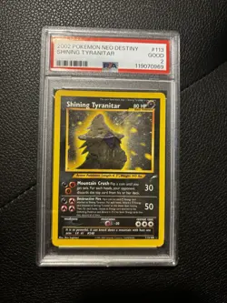 Pokemon Neo Destiny 2002 Shining Tyranitar Holo Card 113/105 PSA 2 Vintage Rare - Image 1