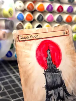 Blood Moon - Commander Magic The Gathering - *Altered Hand Painted * Tower - Image 2