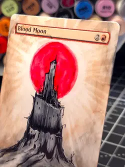 Blood Moon - Commander Magic The Gathering - *Altered Hand Painted * Tower - Image 3