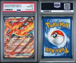2025 POKEMON DRI EN-DESTINED RIVALS 031 TEAM ROCKET'S MOLTRES EX PSA 10 GEM MINT - Image 3