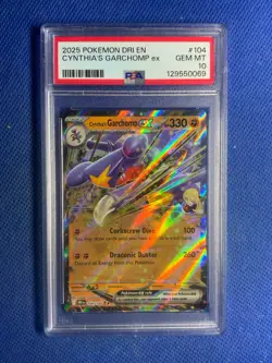 2025 Pokemon Destined Rivals #104 Cynthia's Garchomp ex PSA 10 - Image 1