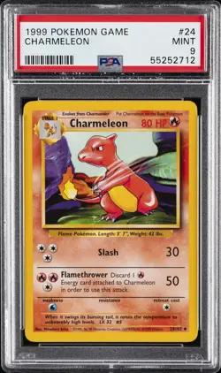 1999 POKEMON BASE SET UNLIMITED #24 CHARMELEON PSA 9 - Image 1