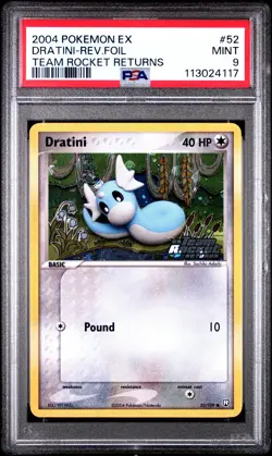 2004 POKEMON EX TEAM ROCKET RETURNS DRATINI #52 REVERSE PSA 9 MINT #113024117 - Image 1