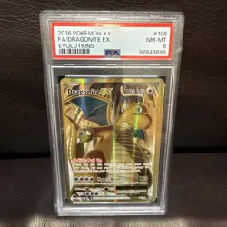 Pokemon PSA 8 NM-MT Dragonite EX 106/108 Evolutions FA Holofoil 2016 S#6819 - Image 1