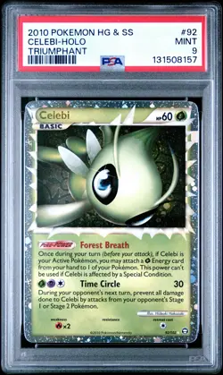 2010 POKEMON HEARTGOLD & SOULSILVER TRIUMPHANT #92 CELEBI-HOLO PSA 9 - Image 1