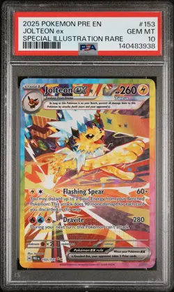 2025 POKEMON PRE EN-PRISMATIC EVOLUTIONS #153 JOLTEON EX PSA 10 - Image 1