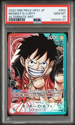 Monkey D. Luffy (Alt Art) PSA 10 OP01-003 ROMANCE DAWN - ONE PIECE Japanese 2022 - Image 1