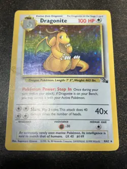 Pokemon Dark Dragonite Holo Rare TCG Card Fossil - Image 2