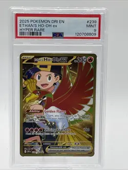 Pokemon 2025 Destined Rivals Ethan's Ho-Oh EX Hyper Rare Card 239/182 PSA 9 - Image 1